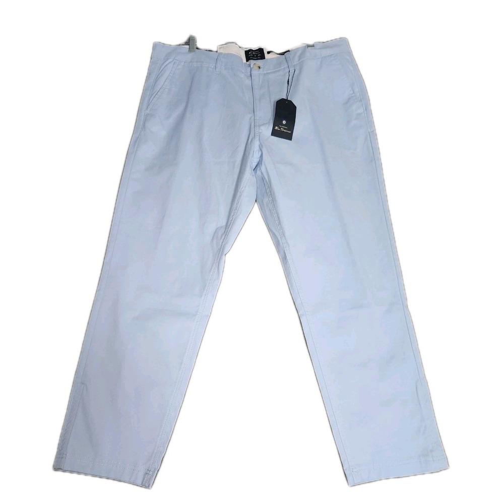 Ben Sherman Pants Mens 31x31 Straight Fit Cerulean Blue Chino‎ Casual Trousers
